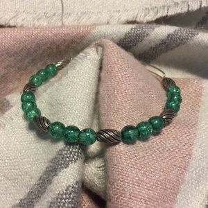 Alex and Ani green beaded silver bracelet